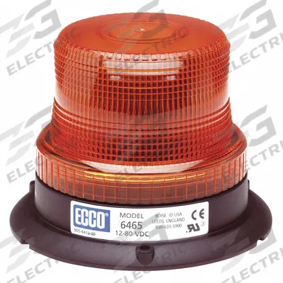 ECCO Beacon Light: Flashing Beacon, Amber, 3 7/8 in Overall Ht, LED - Vehicle Flashing Beacons
