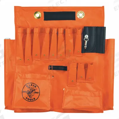 KLEIN TOOLS Tool Apron: 24 in W x 23 in H x 23 in L, Orange - Aerial Bucket Tool Storage Aprons
