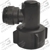 JOHN GUEST Push-Fit Elbow Fitting: 3/8 in OD x 3/4 in Pipe Size, Push-to-Connect x FGHT, 5 PK (MPN NC2723). Key specifications — Brand: JOHN GUEST.