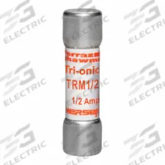 MERSEN Fuse: TRM Series, Midget, Time-Delay, 500 mA, 250 V AC, 13/32 in x 1 1/2 in, Non-Indicating (MPN TRM1/2). Key specifications — Series: TRM; Brand: MERSEN.