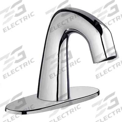 CHICAGO FAUCETS Bathroom Sensor Faucet: EQ Curved, Cast Brass, Polished Chrome Finish - Single-Post Sensor Bathroom Faucets