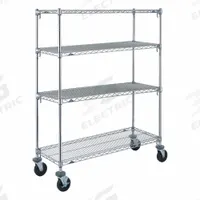 METRO Wire Shelving Casters, Dollies & Push Handles: 20 3/16 in x 62 in x 67 7/8 in, Split Sleeve (MPN A566EC). Key specifications — Color: Silver; Finish: Chrome; Post Shape: Circle; Number Of Shelves: 4; Material: Steel; Caster Wheel/Tread Material: Polyurethane; Brand: METRO.