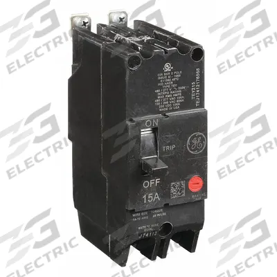 GE Molded Case Circuit Breaker: 15 A Amps, 14kA at 277/480V AC, Fixed, Lug - TEY-Frame GE Molded Case Circuit Breakers