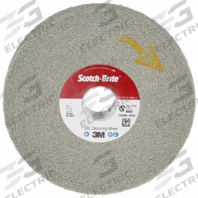 SCOTCH-BRITE Convolute Wheel: 6 in Dia x 1 in W, 1 in Arbor, Aluminum Oxide, Medium - Deburring Wheels for Carbon Steel & Soft Metals