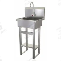 SANI-LAV Hands-Free Sink: 43 1/2 in Overall Ht, 17 in Bowl Lg, 7 in Bowl Dp, 0.5 gpm Flow Rate (MPN 725B.5). Key specifications — Includes Side Splash: Side Splash Not Included; Power Source: Battery Powered; Brand: SANI-LAV.