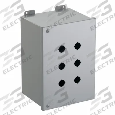 HAMMOND Push Button Enclosure: 22mm, 6 Holes, Carbon Steel - Enclosures for 22mm Operators