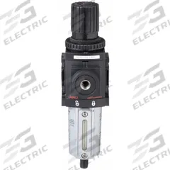 ARO Filter-Regulator: 1500 Series, 3/8 in NPT, 90 cfm, 0.3 micron, 0 psi to 140 psi, Manual Drain (MPN P39233-110). Key specifications — attr109419: ARO; attr109429: Aluminum; attr109463: No; attr109468: 1500.