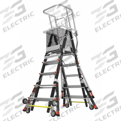 LITTLE GIANT Combination Ladder: 2 Configurations, Fiberglass, 375 lb Load Capacity - Safety-Cage Extending Multifunction Ladders