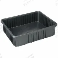 QUANTUM STORAGE SYSTEMS Divider Box: 1.02 cu ft, 22 1/2 in x 17 1/2 in x 6 in, Lid Not Included (MPN DG93060CO). Key specifications — Includes Dividers: Dividers Not Included; Includes Lid: Lid Not Included; Material: Plastic; Color: Black; Brand: QUANTUM STORAGE SYSTEMS.
