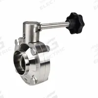 DIXON Butterfly Valve: 4 in Pipe Size, Solder, 140 psi Max. Pressure (CWP), 316L Stainless Steel (MPN B5107V400BB-B). Key specifications — Average Surface Roughness (Ra): ≤ 32 micron; Brand: DIXON; Stop Positions: Unlimited; Handle Type: Lever; Body Material: 316L SS; Disc Material: 316L SS.