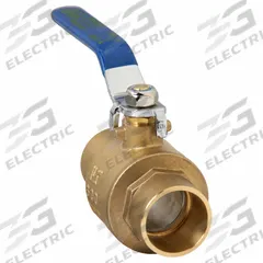 APPROVED VENDOR Manual Two-Way Ball Valve: 1 1/4 in, Brass, Straight, Sweat x Sweat, Two-Piece, Blue (MPN 1PYP6). Key specifications — Brand: APPROVED VENDOR; Handle: Lever.