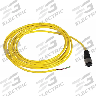 TELEMECANIQUE SENSORS Cordset: 7/8"-16 Female Straight x Bare Wire, 3 Pins, Yellow, PVC, 5 m Cable Lg - Single-Ended Cordsets with PVC Jacket for Flexing Applications