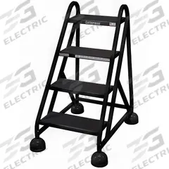 COTTERMAN Rolling Ladder: 3 ft Platform Ht, Assembled, Steel, Wt-Actuated Auto-Lock, Ribbed (MPN ST-400 A2 C7 P5). Key specifications — Includes Handrails: Handrails Not Included; Material: Steel; Brand: COTTERMAN; Color: Black.