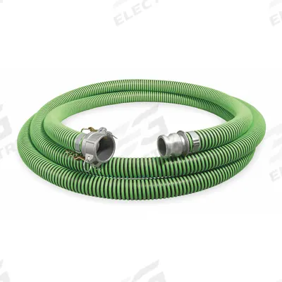 CONTINENTAL Water Suction and Discharge Hose: 1 1/2 in Hose Inside Dia., 50 psi, Black/Green - Thermoplastic Rubber Water Suction & Discharge Hose Assemblies with Polyethylene Helix Reinforcement