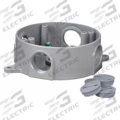 BELL Electrical Box: Aluminum, Round, 1 Gangs, 3/4 in Hub Size, 16 cu in Capacity, Gray (MPN 5372-0). Key specifications — Color: Gray; Brand: BELL.