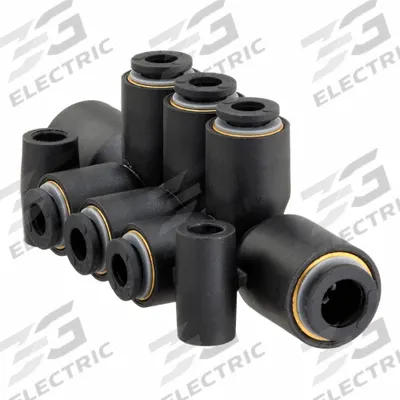 LEGRIS Push-Fit Tee Fitting: 6 mm OD x 4 mm OD Size, Polymer, 72 mm Overall Lg - Nylon & Nickel-Plated Brass Tube Fittings