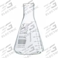 GLOBE SCIENTIFIC Erlenmeyer Flask: 300 mL, Colorless, Conical, A, 6 Compatible with Stopper Size (MPN 8400300). Key specifications — Shape: Conical; Body Color: Colorless; Brand: GLOBE SCIENTIFIC; Compatible with Stopper Size: 6; USP Specification: Type I.