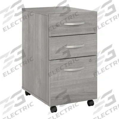 BUSH BUSINESS FURNITURE Desk Pedestal: Light Gray, 3 Drawers, 27 3/4 in Overall Ht - Mobile File Cabinets