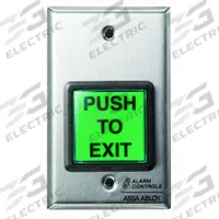 ALARM CONTROLS Exit Push Button: 5 in Ht, 2 1/4 in Dp, 2 3/4 in Wd, Green/Silver, Green (MPN TS-2). Key specifications — Color: Green; Product Type: Exit Push Button; Brand: ALARM CONTROLS.