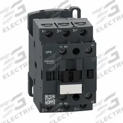 SCHNEIDER IEC Magnetic Contactor: Non-Reversing, 3 Poles, 3NO Contacts, 25 A, 120V AC Coil (MPN DPE25G7). Key specifications — Brand: SCHNEIDER; Integrated Surge Suppression: No.