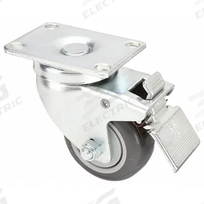 APPROVED VENDOR Plate Caster: Swivel, Total Lock, Polyurethane, 3 1/2 in Wheel Dia, Ball - Light-Duty Plate Casters