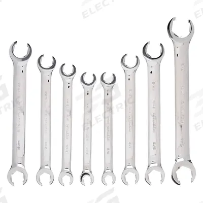 WESTWARD Flare Nut Wrench Set: Alloy Steel, Chrome - SAE & Metric, Double End, Flex-Head, 6-Point, Flare Nut Wrench Sets