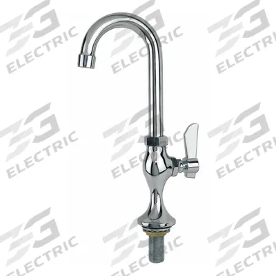 DOMINION COMMERCIAL FAUCETS Gooseneck Kitchen Faucet: Single-Post, Deck, Brass - Single-Post Bar Sink Faucets