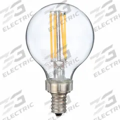 GE LAMPS Compact LED Bulb: Candelabra Screw (E12), LED, (G) Globe, G16-1/2, 4 W Watt, 2700K, Clear (MPN LED4DFG16C-C). Key specifications — Bulb Shape: G16-1/2; Voltage: 120V AC; Bulb Finish: Clear; Color Temperature: 2700K; Brand: GE LAMPS.