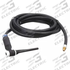 MILLER ELECTRIC TIG Torch Package: Air-Cooled, A-150, 25 ft, Rubber, 1-Piece, 17F (MPN WP-17F-25-R). Key specifications — Brand: MILLER ELECTRIC; Manufacturer Part Number: WP-17F-25-R; Neck Type: Flexible; Power Cord Material: Rubber; Gas Valve (Table): Without.