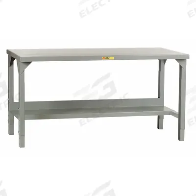 LITTLE GIANT Workbench: Adj Ht, Steel, 60 in x 30 in, 4,500 lb Overall Load Capacity - Workbenches with Lower Shelves