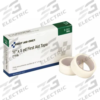 FIRST AID ONLY First Aid Tape: White, 5 yd Roll Lg, 1/2 in Tape Wd, Refill - Paper First Aid Tapes