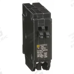 SQUARE D Miniature Circuit Breaker: 15 A, 120/240V AC, Single Phase, 10kA at 120/240V AC, 1 Poles (MPN HOMT1515). Key specifications — Phase: Single; Amps: 15 A; AC Voltage Rating: 120/240V AC; Max. AIR Rating: 10kA at 120/240V AC; For Use With: Homeline Load Center; Brand: SQUARE D.