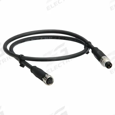 HARTING Cordset: M8 Female Straight X M8 Male Straight, 4 Pins, Black, PUR - Double-Ended Cordsets with PUR Jacket for Twisting Applications