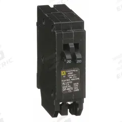 SQUARE D Miniature Circuit Breaker: 20 A, 120/240V AC, Single Phase, 10kA at 120/240V AC, 1 Poles (MPN HOMT2020). Key specifications — Phase: Single; Amps: 20 A; AC Voltage Rating: 120/240V AC; Max. AIR Rating: 10kA at 120/240V AC; For Use With: Homeline Load Center; Brand: SQUARE D.