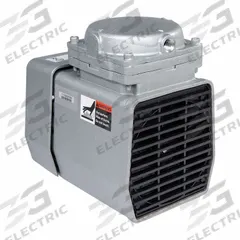GAST Compressor/Vacuum Pump: 21/64 hp, 110/115V AC, 25.5 in Hg Max Vacuum, 1/4 in NPT Inlet Size (MPN DOA-P707-FB). Key specifications — attr50671: 110/115V AC; attr50650: 0.9 cfm @ 30 psi; attr50635: GAST.