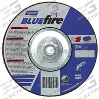 NORTON Cut-Off & Grinding Wheel: Type 27, 4 1/2" x 1/8" x 5/8"-11, Zirconia Alumina, 24 Grit (MPN 66252843191). Key specifications — Series: BlueFire INOX/SS; Brand: NORTON.