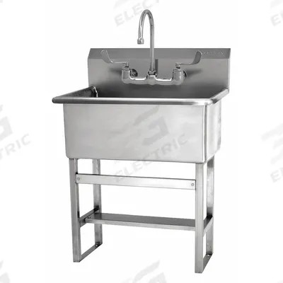 SANI-LAV Scrub Sink: 45 1/2 in Overall Ht, 22 in Bowl Lg, 10 1/2 in Bowl Dp - One-Station Freestanding Hand Sinks with Faucets