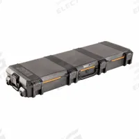 PELICAN Protective Case: 16 in x 53 in x 6 in, Solid, Black, 2 Wheels, 24.95 lb Wt (MPN V800). Key specifications — attr1188351: PELICAN; attr1188334: Plastic; attr1188336: (6) Push Button Latches.