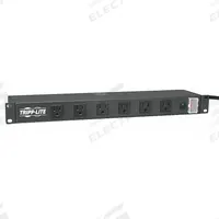 TRIPP LITE Power Distribution Unit: 120V AC, 12 Outlets, NEMA 5-15R, Non-Metered, 1 RU, Front Facing (MPN RS1215-RA). Key specifications — Plug Type: NEMA 5-15P; Brand: TRIPP LITE; Maximum Input Voltage: 120V AC; Receptacle Type: NEMA 5-15R; Mounting Location: Horizontal Rack; Facing: Front.