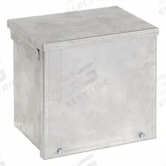 HOFFMAN Enclosure: Steel, 8 in x 8 in x 6 in, 3R, Solid Cover, Screw On, Included, Galvanized (MPN A8R86GV). Key specifications — Brand: HOFFMAN; Closure Method: Screws; Knockouts: Included.