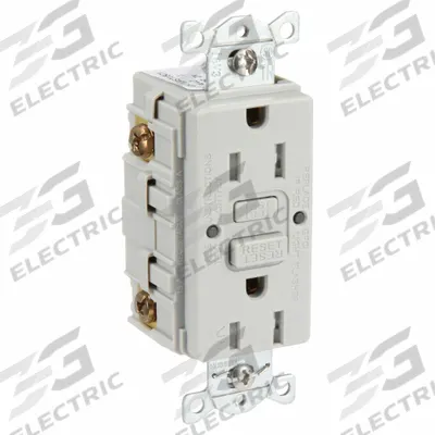 HUBBELL GFCI Receptacle: Duplex, 5-15, Gray, GFCI, 125V AC, 15 A, 2 Pole / 3 Wire (MPN GFRTW15GRY) - General Purpose Receptacles
