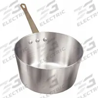 CRESTWARE Sauce Pan: 3.5 qt Capacity, Aluminum, Riveted, Silver, Steel Handle, NSF Certified (MPN PAN3). Key specifications — NSF Certified: Yes; Body Material: Aluminum; Handle Coating: Chrome Plated; Brand: CRESTWARE; Body Style: Straight; Handle Material: Steel; Handle Type: Riveted; Material: Aluminum.