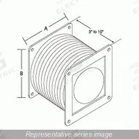 Wireway Flexible Fitting: 6 in Wd, 6 in Ht, 304 Stainless Steel, 3 in to 10 in (MPN 1487DFFSS). Key specifications — Brand: HAMMOND MANUFACTURING; Material: 304 Stainless Steel.