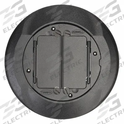 HUBBELL WIRING DEVICE-KELLEMS Floor Box Cover and Carpet Flange: Round, Black, Cast Aluminum - Aluminum Electrical Floor Box Covers