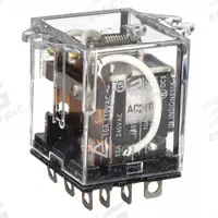 OMRON Flange Mount Relay: Surface (Top Flange) Mounted, 10 A Current Rating, 240V AC, 3PDT (MPN LY3F-AC240). Key specifications — Brand: OMRON; Base Type: Octal; Mounting Style: Top Flange; Electrical Connection: Plug-In Terminal; Manufacturer Part Number: LY3F-AC240; Operating Current: 5 A at 24V DC (Inductive Load); Series: LY Series.