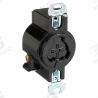 HUBBELL Locking Receptacle: Non-NEMA, Black, 125V AC, 20 A Current Rating, 2 Poles, 3 Wires (MPN HBL23000G). Key specifications — Brand: HUBBELL.