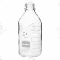 DURAN Narrow Mouth Round Glass Bottles - Safety Coated: 1 L, 45 mm, Colorless, 10 Bottles (MPN 218055483). Key specifications — Brand: DURAN; Graduated: Yes; Pre-Cleaned: None; Body Color: Colorless; Screw Closure Size: 45 mm.