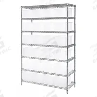 QUANTUM STORAGE SYSTEMS Bin Shelving: 48 in x 18 in x 74 in, 1 Sided, 24 Bins, Closed, Shelf Bin (MPN WR7-92080CL). Key specifications — Includes Bins: Yes; Bin Material: Polypropylene; Frame Color: Silver; Bin HxWxD: (24) 8 in x 10-7/8 in x 16-1/2 in; Frame Material: Steel; Bin Color: Clear; Bin Style: Shelf; Brand: QUANTUM STORAGE SYSTEMS.