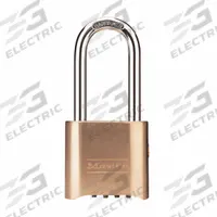 MASTER LOCK Combination Padlock: Scrolling Combo, Gold, Brass, Long Shackle, Steel Shackle (MPN 176LH). Key specifications — Dial Color: Gold; Brand: MASTER LOCK.