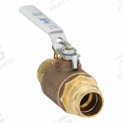 APOLLO Manual Two-Way Ball Valve: 3/4 in Size, Brass/Bronze, Straight, Press x Press - Bronze Ball Valves with Dust Cap & Chain